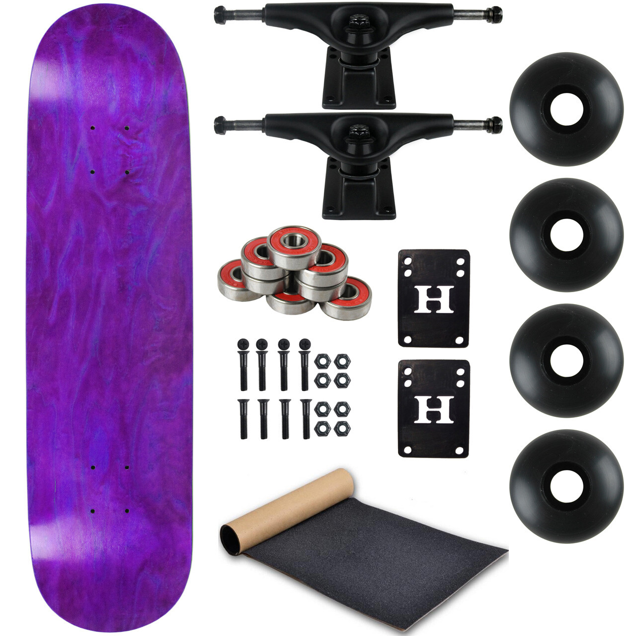 Moose Complete Skateboard Stain Purple 8.0&Prime; With Black Trucks and Black Wheels