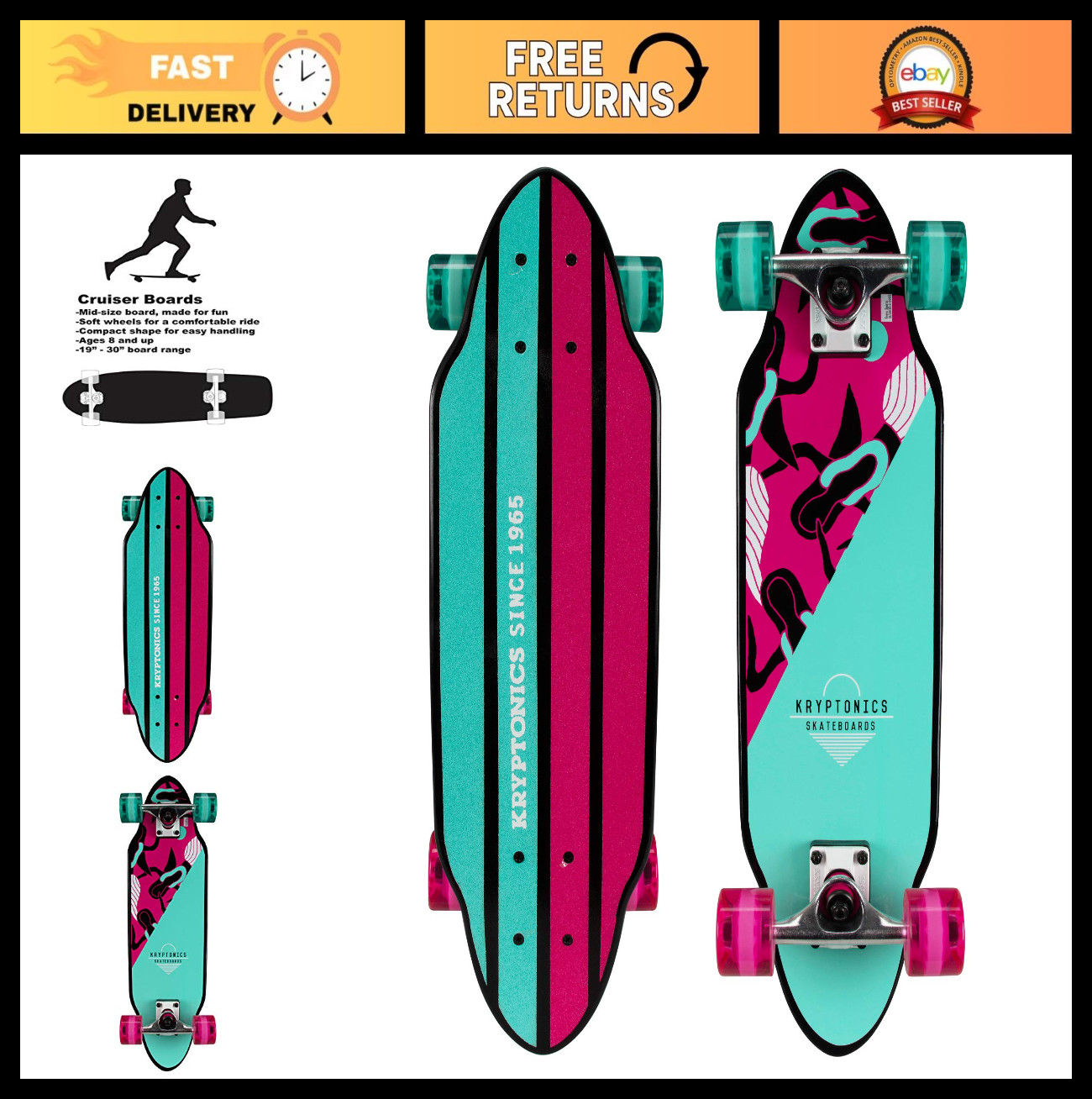 Durable Maple Skateboard for Kids & Adults | Smooth Urethane Wheels, Lightweight