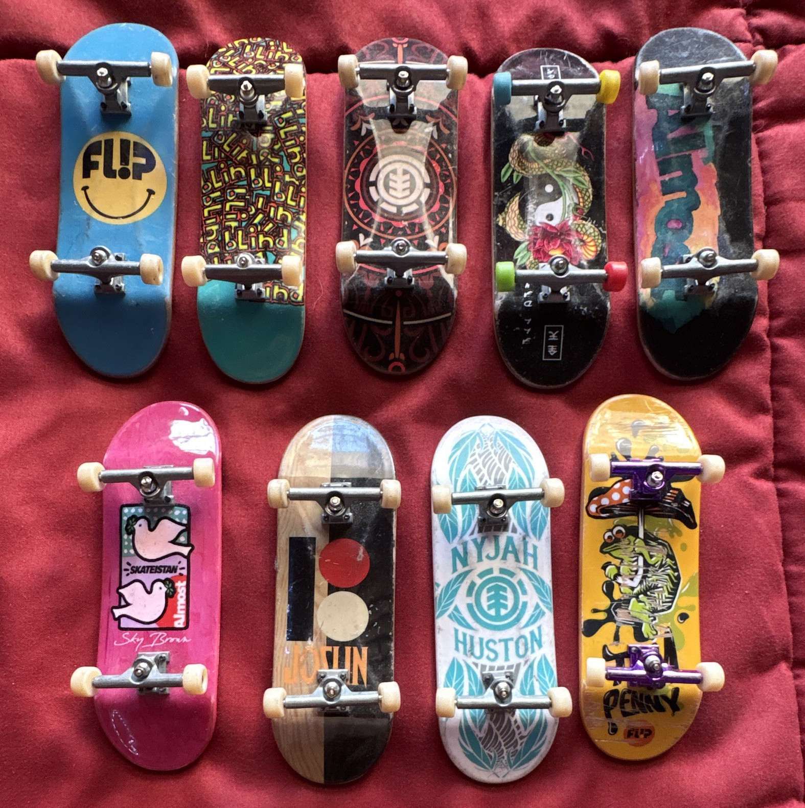 Tech Deck Lot of 9 Fingerboards Flip Blind Element Almost Nyjah