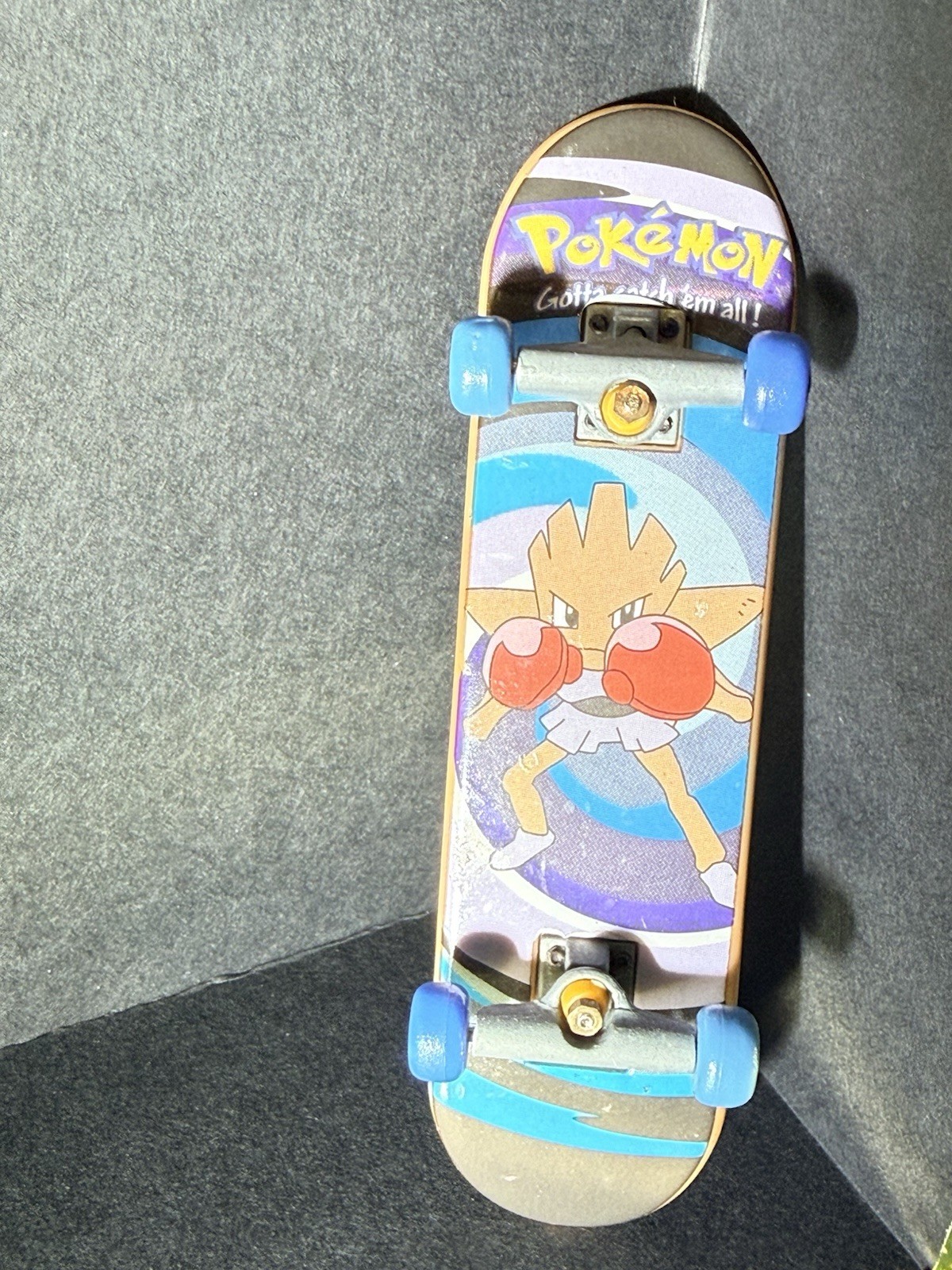 1999 Pokémon Hitmonchan Complete finger Skateboard Blue Wheels.