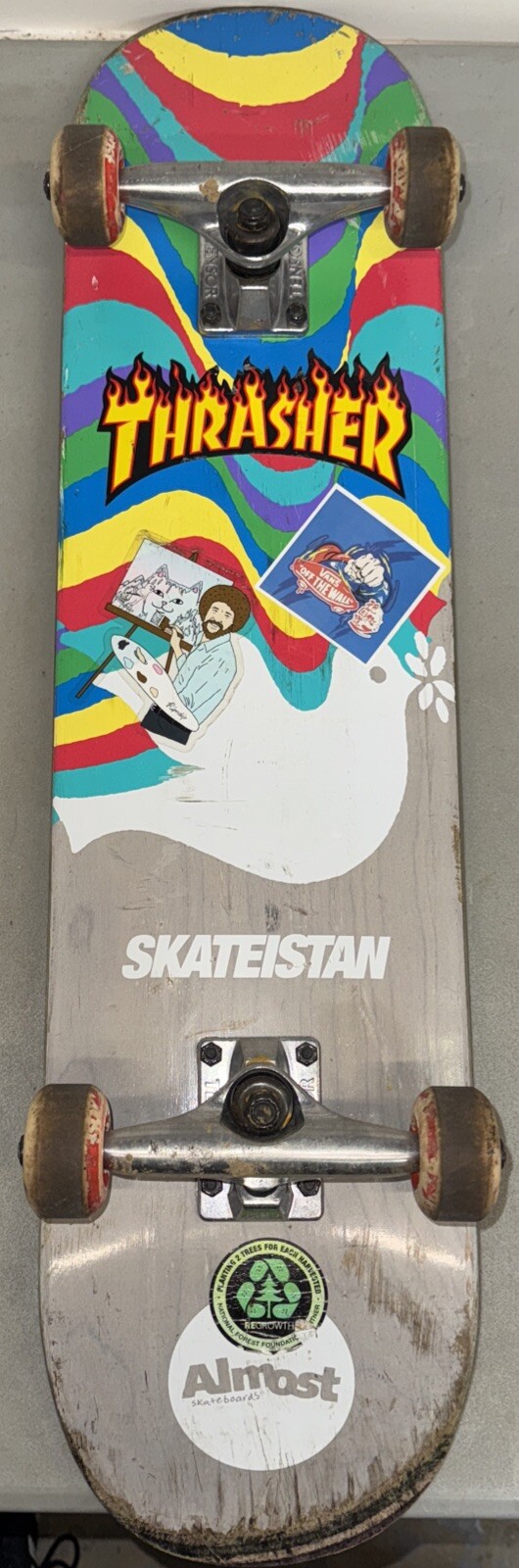 Vintage Almost Skateistan Dove Skate Deck With Tensor Trucks