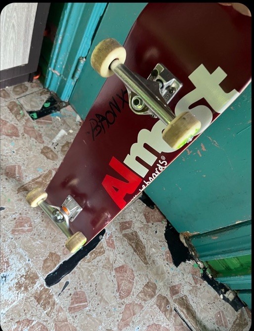 Almost Complete Skateboard Logo Deck Burgundy Red White Wood