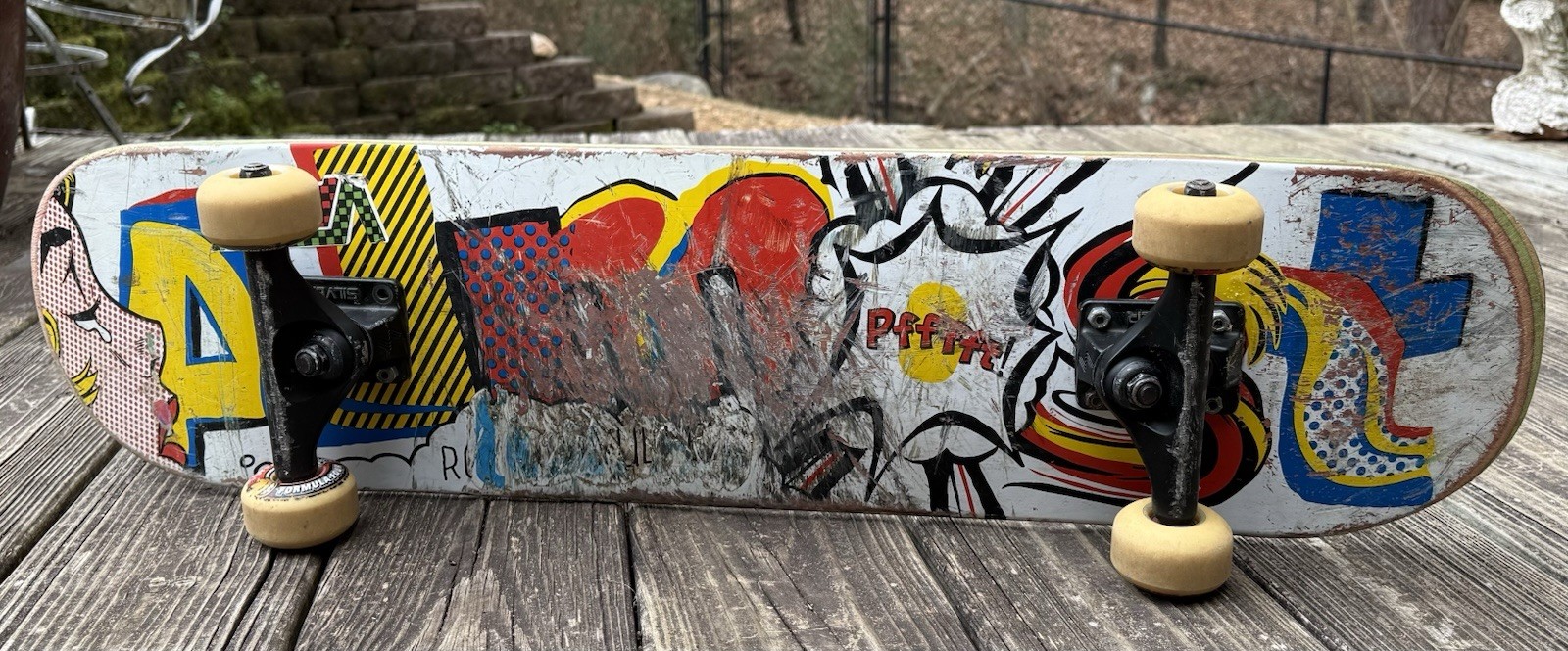 Vintage Used Rare ALMOST Skateboard Comic Girl Deck Grizzly