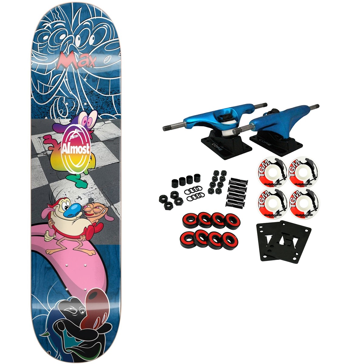 Almost Skateboard Complete Max Ren and Stimpy Mixed Up 8.25&Prime; x 31.9&Prime;