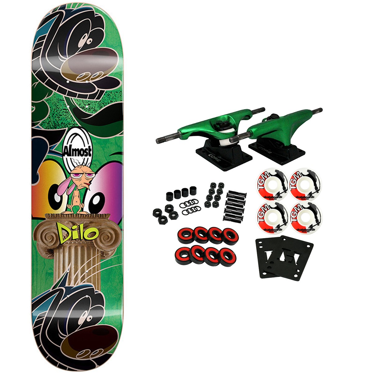 Almost Skateboard Complete Dilo Ren and Stimpy Mixed Up 8.375&Prime; x 32.2&Prime;