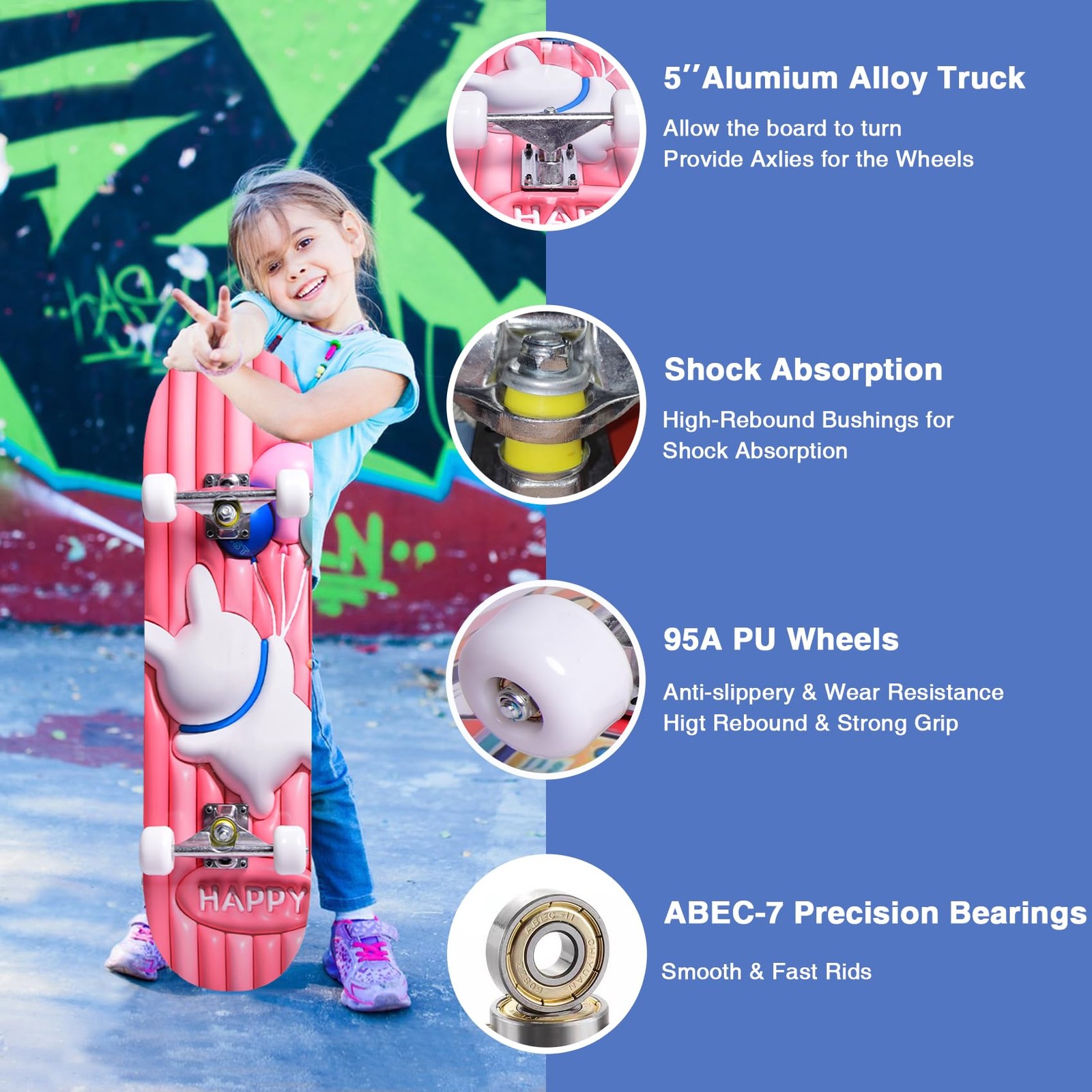Toutseul Skateboards For Beginners Kids Boys Girls Teens And Adults 31 Inch