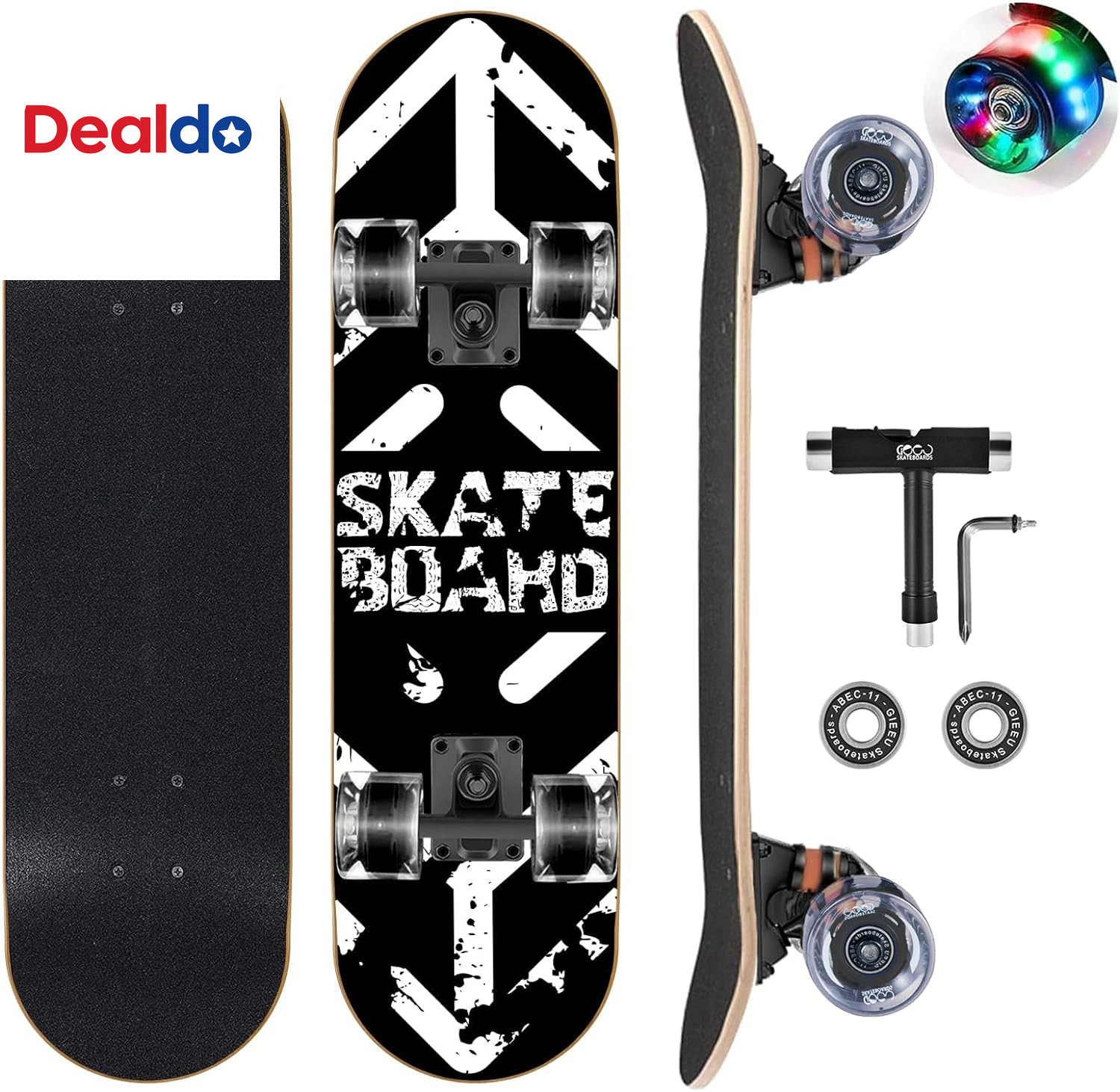Skateboards with Colorful Flashing Wheels for Beginners,Kids,Teens,Adults, Compl