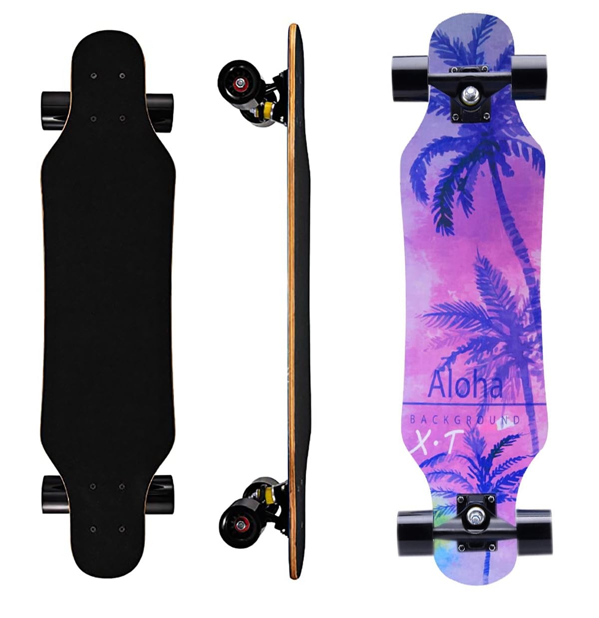 31&Prime; Small Longboard Carving Cruising Skateboard for Kids Teens Adults (Coco)