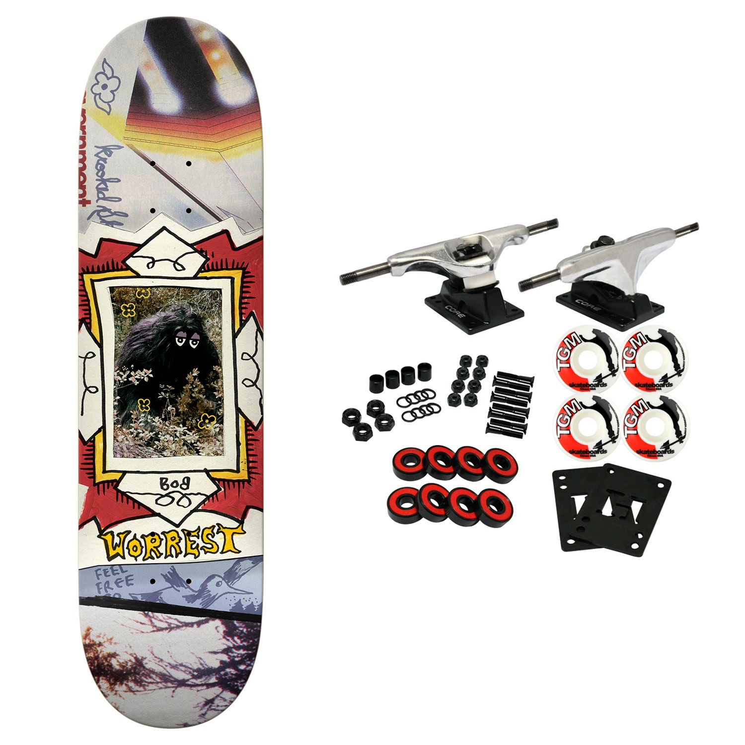 Krooked Skateboard Complete Worrest Big Foot Twin Tail Slick 8.3&Prime; x 31.9&Prime;