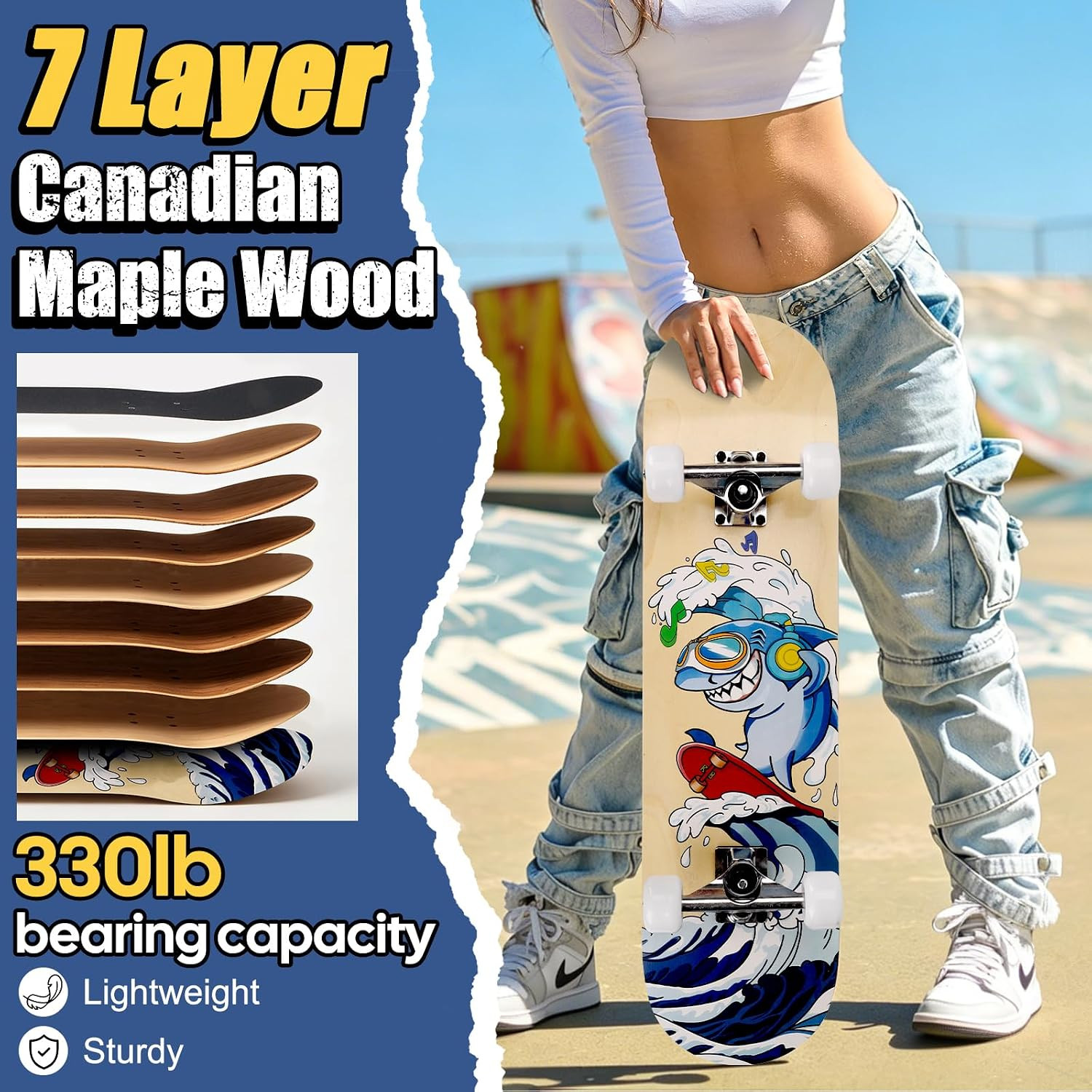 Skateboards for Beginners Adults Youths Teens Kids Girls Boys 31 Inch Pro Comple