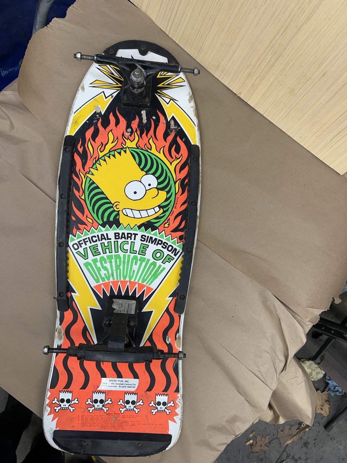 Bart Simpson Vehicle of Destruction Skateboard Wood Vintage